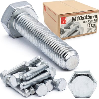 LUN FIX - Zeskantbout M10x45 verzinkt DIN 933 klasse 8.8 - 1kg