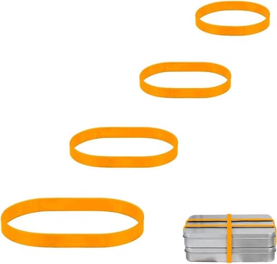 Set van 80 Gele Rubber Bands - Natuurlijke Elastische Ringen voor Huishoudelijk Gebruik, Camping en Kantoorbenodigdheden (2.5/4/6/7cm)