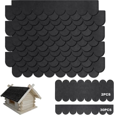 Thijox - 32 Stuks Waterdichte Zelfklevende Dakbedekking voor Vogelhuis - Minidakbedekking - Insectenhotel - Hondenhok - Zwart - Tuinaccessoires