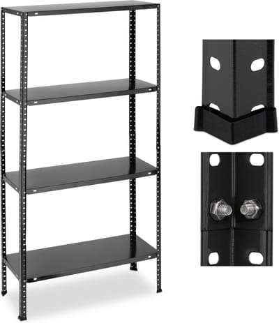 stellingkast - 160 kg - 147,5 x 75,5 x 30,5 cm - berging - opbergrek stelling - zwart
