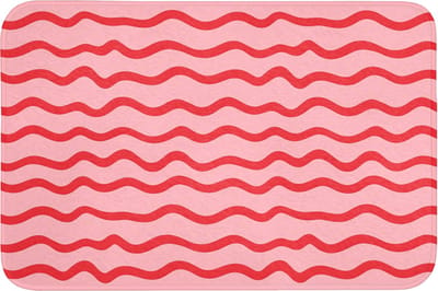 WC mat 90x60 cm - Antislip - Speels - Patroon - Rood - Toiletmat - Vloermat - Douchemat - Toilet tapijt - Toiletmatten