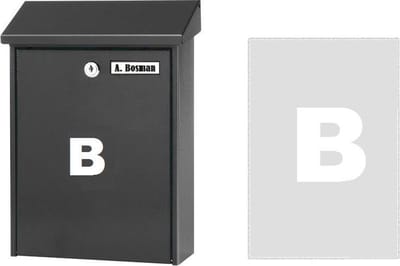 Huisnummer sticker B WIT (6cm hoog) / plakcijfer / cijfersticker