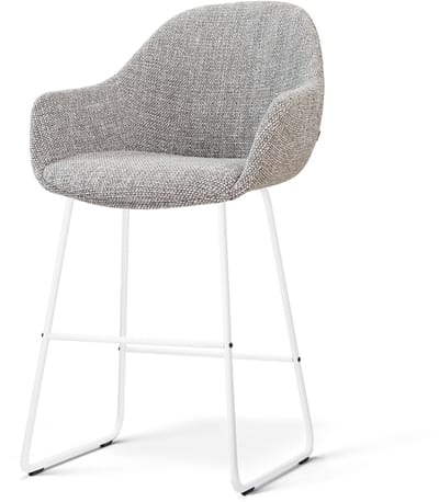Nolon Nino-Mae Barkruk Grijs Blend - Wit Onderstel - 65 Cm - Barstoel - Armleuning - Comfortabel