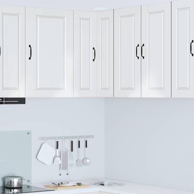vidaXL - Wandhoekkast - PORTO - Hoogglans - wit - 57 - x - 57 - x - 80 - cm - Bewerkt - hout