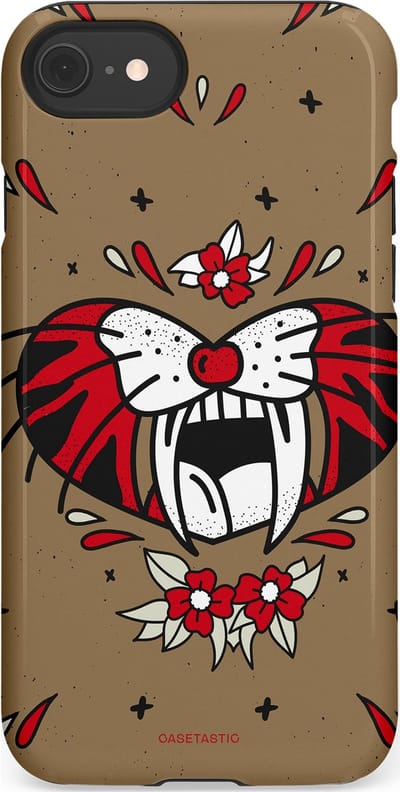 Casetastic hoesje geschikt voor Apple iPhone SE / Apple iPhone 7 / Apple iPhone 8 - Dubbellaagse bescherming - Wilde kracht - Fashion Case - Taupe Donkergrijs Bordeaux