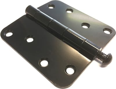 Deurscharnier - Zwart Staal - 89x89 Mm - Met Afgeronde Hoeken