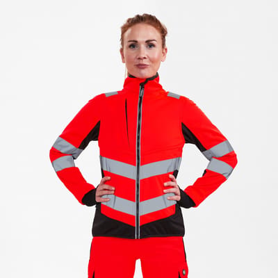 Engel Safety softshell jack voor dames 1156-237 - Hi-vis Red / Black - L