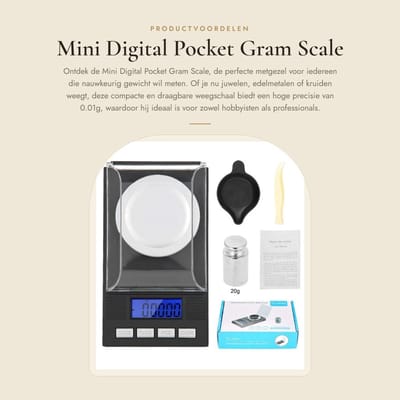 Dailygoods- Weegschaal Digitale Pocket 0,001g - Hoge Precisie - Sieraden/Medicijnen - LED Display - Tarra/Kalibratie - Voorruit