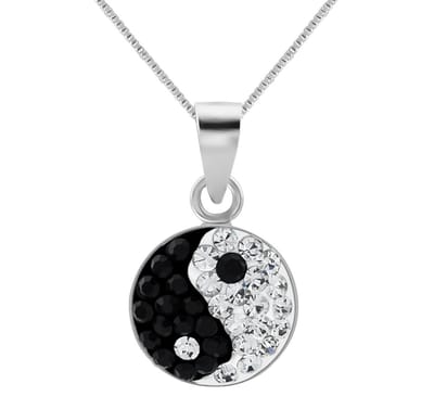 WeLoveSilver - zilveren ketting - yin yang kristallen - 45 cm