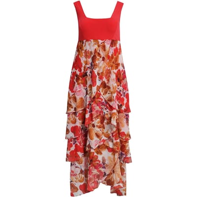 Zomerse mouwloze jurk met bloemenvolants voor vrouwen Mat Fashion Geometric kaftan