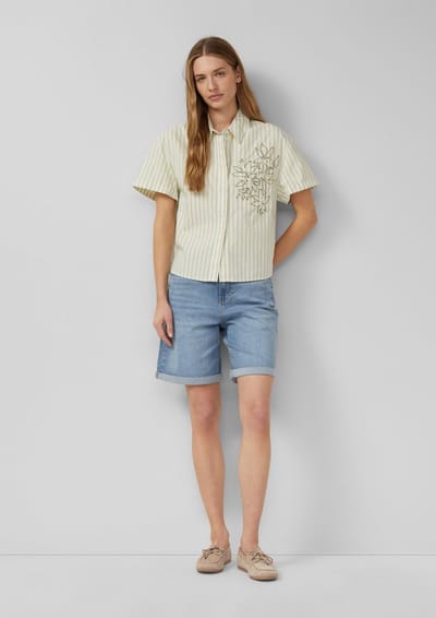 Korte jeans wijde pijpen reguliere pasvorm middelmatige taille en lichte brede benen vrouw s.Oliver Suri