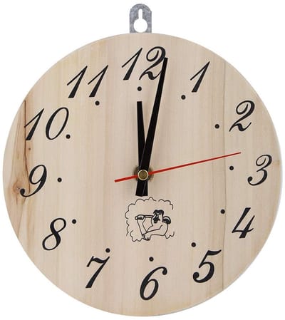 SnelShoppen - 8 Inch Sauna Klok Houten Wandklok Decoratief Rond Sauna Timer Klok Accessoire voor Sauna, Woonkamer, Fitnessruimte