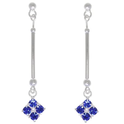 Behave – Oorbellen – 925 Sterling Zilveren langwerpige Oorstekers met Konings Blauw Kristal steentjes
