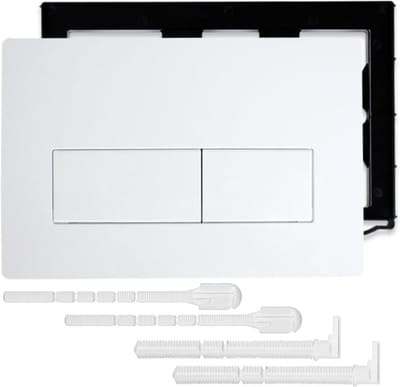 Bedieningsplaat Toilet - Spoelplaat - Toilet Spoelen - Inclusief Frame - 6x5x2 cm - Wit