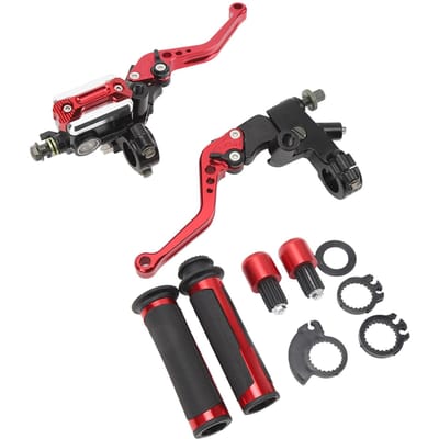 2 Pièces Levier de Frein Moto 22mm Guidon Levier de Maître-Cylindre Pour Scooter Moto de Sport Moto de Rue VTT Rouge rouge