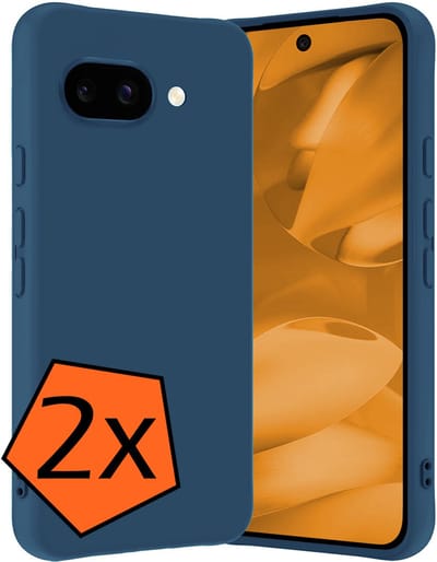 Hoes - 2 Stuks - Geschikt voor Google Pixel 9a - Sterk & Shockproof - Case Siliconen - Back Cover - Telefoon Hoes - Donkerblauw