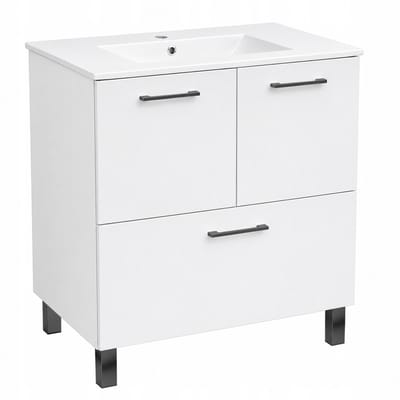 STAMAR - Badkamerkast met wastafel 70 cm staand met lade en handgrepen - wastafelmeubel - badkamermeubel