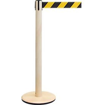 RS GUIDESYSTEMS Slagboompaal GLA Eco-28, houten basis, bandverlenging 2300 mm, bandbreedte 50 mm, essen, bandkleur zwart/geel