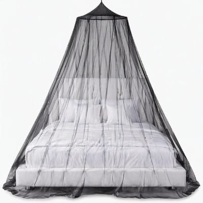BSS® Klamboe 1 Persoons | Klamboe 2 Persoons – Universeel Fijnmazig Muggennet Bed – Muskietennet – 2,5 x 10,5 m – Muggenbescherming – Inclusief Kleefhaken & Schroeven – Voor Slaapkamer, Camping en Reizen - Zwart
