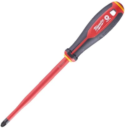 Pozidriv Schroevendraaier - Isolatie Schroevendraaier - Veilig Elektra Werk - Geïsoleerd VDE Handgereedschap - PZ3 x 150mm - Rood