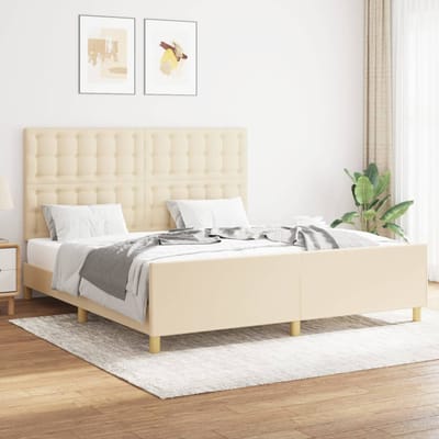vidaXL - Bedframe - zonder - matras - stof - crèmekleurig - 160x200 - cm