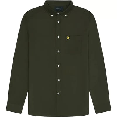 Lyle & Scott Plain Oxford Shirt - met lange mouwen - Heren Groen - Maat S
