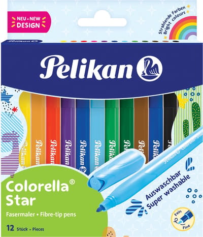 Pelikan 822305, Fijn, 12 kleuren, Verschillende kleuren, Kogelpunt, Glasvezel, Meerkleurig
