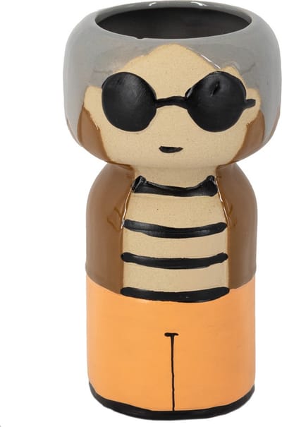 HomeBound by KY | Aardewerk Kokeshi Doll vaas | 9,2x9,2x16,8cm | bloemenvaas keramiek mens