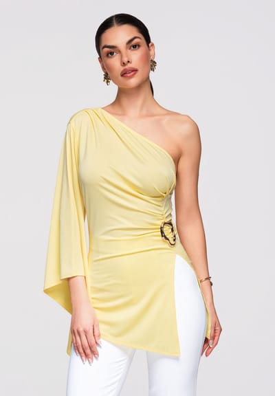 OMBRE Overhemd - Slim Fit - Lange Mouw - Geen Sluiting Geel S