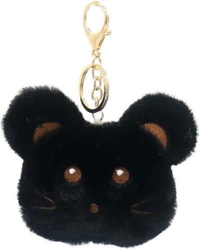 Sleutelhanger Fluffy Muis - 10x8x3 cm - Zwart