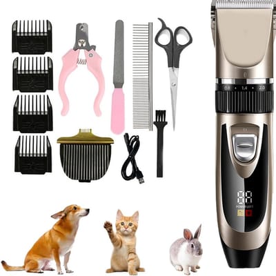 KZQ Professionele hondentondeuse set - USB oplaadbaar - Stille en veilige vachtverzorging voor honden katten konijnen en schapen - Geschikt voor vacht- en plekscheren