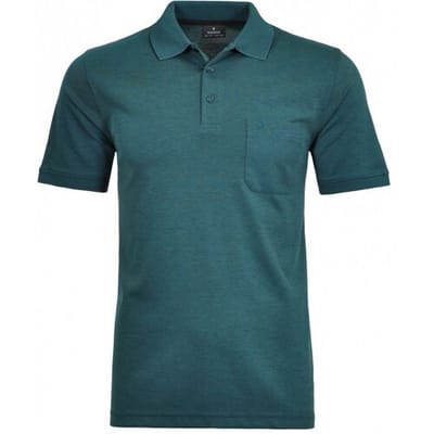 Ragman Softknit Poloshirt Breast Pocket Pima Cotton Mix Donker Blauwgroen / male
