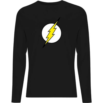 Justice League Flash Logo Men's Long Sleeve T-Shirt - Black - M