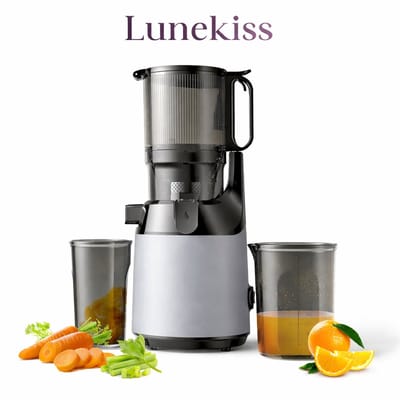 Lunekiss Blender Mixer Koudpers XL 130mm Goot – 250W – 40-65rpm – Reverse – Hele groenten & fruit – Anti-drip – BPA-vrij