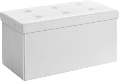 Lexorion Relax - Zitbank - Zitbank Met Opbergruimte - Kist Met Deksel - Opvouwbaar Zit Meubel - Ruimtebesparend Zitbank - 80L - Wit - 76 x 38 x 38 cm