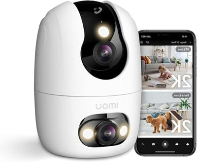 Bewakingscamera Binnen - Beveiligingscamera Woning - Huisbewaking - Dubbele Lens - 2K QHD Resolutie - Wit