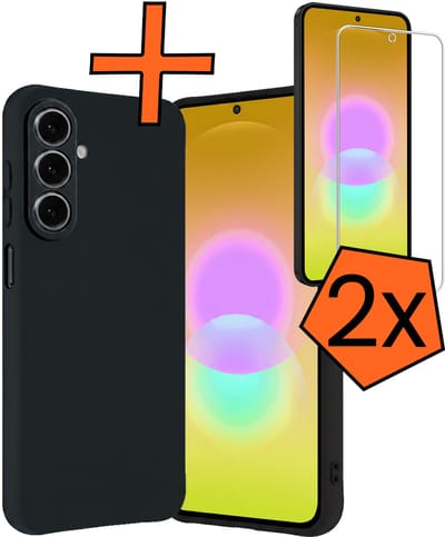 Hoes - Met 2x Screenprotector - Geschikt voor Samsung Galaxy A27 - Sterk & Shockproof - Back Cover - Siliconen Case - Telefoon Hoes - Donkerblauw