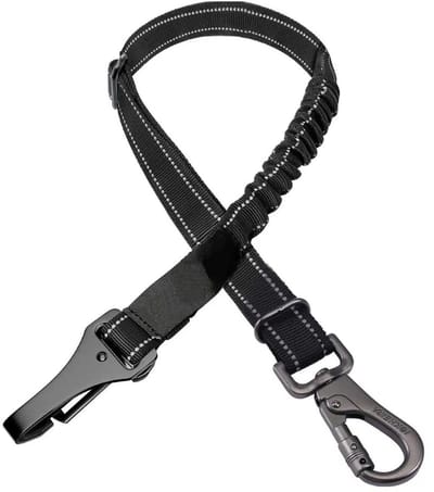 Hondengordel - Autogordel voor Hond - Autoriem - Draaibare Karabijnhaak - Gordelsluiting & Haaksluiting (Isofix) - Zwart