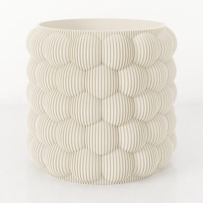 Fleuriek - Bloempot voor binnen - Beige gestreepte plantenpot van bio plastic - Ø12 cm