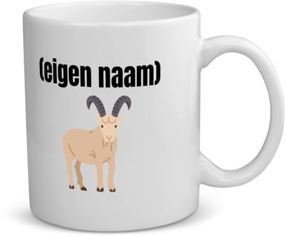 Akyol - geit met hoorn met eigen naam koffiemok - theemok - Geit - geiten liefhebbers - met eigen naam - dieren liefhebber - leuk cadeau voor iemand die houdt van geiten - cadeau - kado - 350 ML inhoud