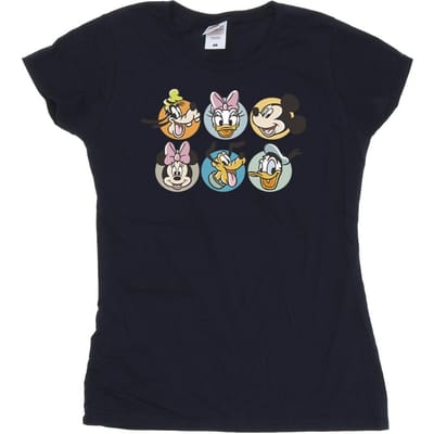 Disney Dames/Dames Mickey Mouse And Friends Gezichten Katoenen T-Shirt (Marineblauw)