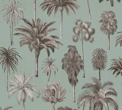 PALMBOMEN BEHANG | Botanisch - Bruin Grijs Saliegroen - A.S. Création Pintwalls III
