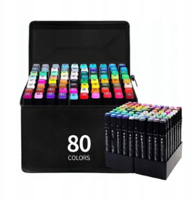 Markeerstiften-80 Kleuren Dubbelzijdige Markers- Dubbelzijdige Alcohol Markers Set-Dubbele Penseel- & Beitelpunten -Sneldrogende Inkt op Waterbasis.