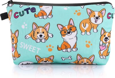 Canvas Make-up Tas Mini Organizer voor Vrouw Meisjes - Hond Patroon - Perfect voor Reizen