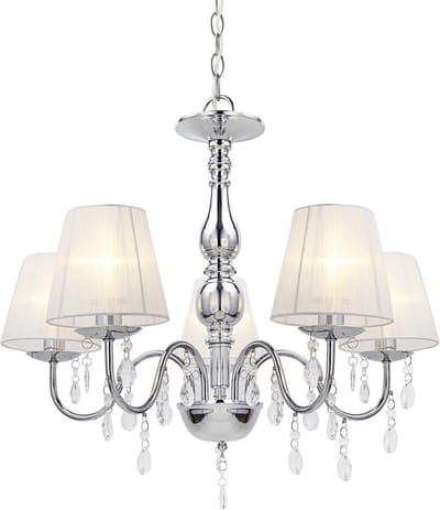 [lux.pro]® Kroonluchter 5 - armig - Isabelle - chroom, wit