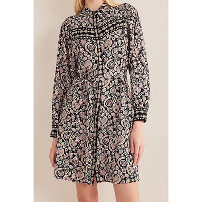 Boden Mini Shirt Dress Black, Tropic Charm Maat: 8L | Blousejurken Outlet | Dames | Zwart