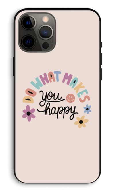 Case Company® - Hoesje geschikt voor iPhone 12 Pro Max hoesje - Happy days - Biologisch Afbreekbaar Telefoonhoesje - Bescherming alle Kanten en Schermrand