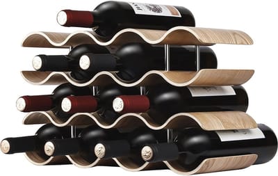 Vrijstaand 4-laags Wijnrek voor 14 Flessen - Houten Wijnopslag Organizer voor Keuken en Bar