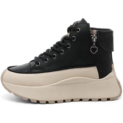 Damesschoenen Herfst Nieuwe Dikkere Zool Verhogende Casual Schoenen Damesmode Veelzijdige Sneakers Dames Enkellaarsjes Dames 42 zwart