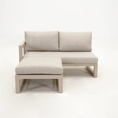 Vita Grosso 2-zits bank rechts + hocker beige